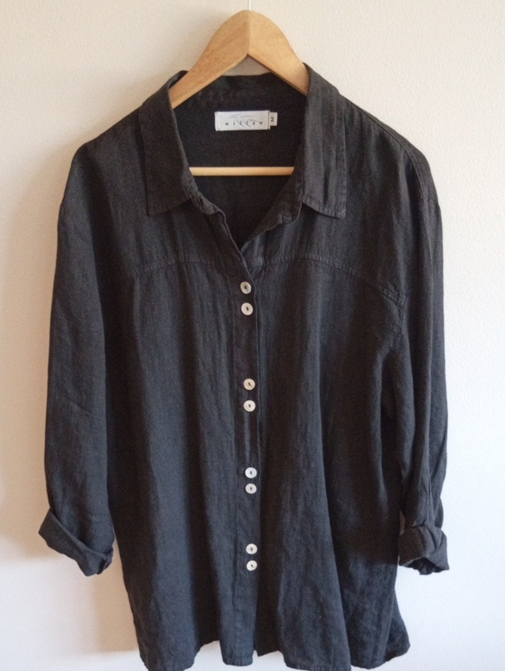 Willow 100% Linen Button Back Lagenlook Shirt Size Medium